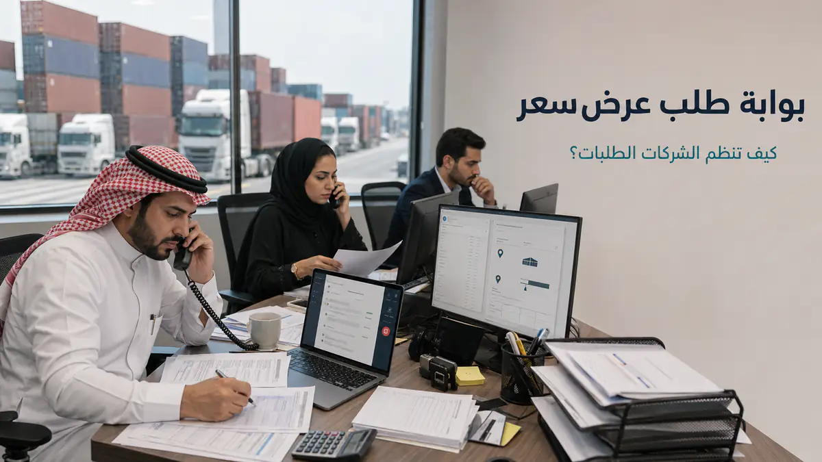 التحول من طلبات مبعثرة عبر الرسائل والبريد والمكالمات إلى بوابة موحدة تجمع بيانات الشحنة وتتابع العرض حتى إرساله.