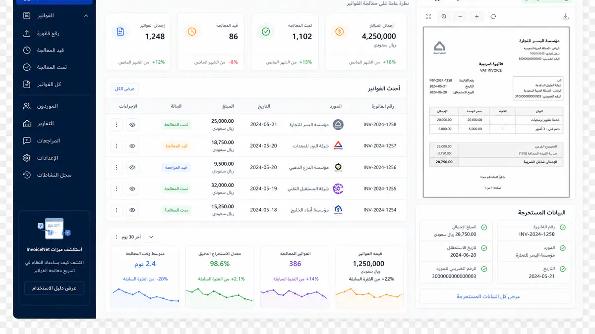 أتمتة إدخال الفواتير بالذكاء الاصطناعي